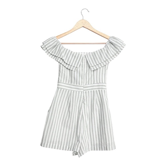 Lulu's White and Green Off-Shoulder Jumpsuit - Picture 5 of 14